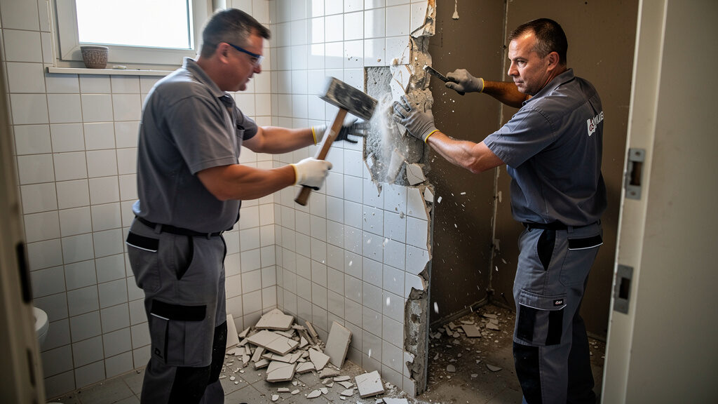Bathroom vanity and fixture removal during remodel