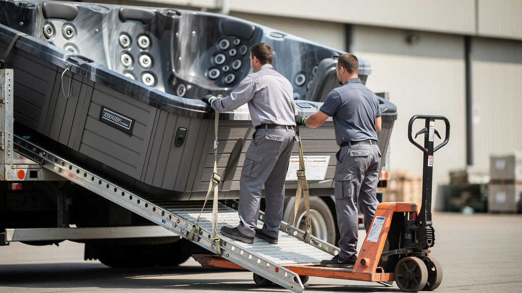 Hot tub being safely disconnected and prepared for removal